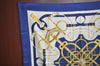 Authentic HERMES Carre 90 Scarf "Eperon d' or" Silk Blue K7967