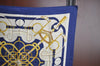 Authentic HERMES Carre 90 Scarf "Eperon d' or" Silk Blue K7967