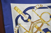 Authentic HERMES Carre 90 Scarf "Eperon d' or" Silk Blue K7967