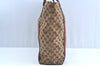 Authentic GUCCI Web Sherry Line Tote Bag GG Canvas Leather 189669 Brown K8051