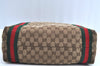 Authentic GUCCI Web Sherry Line Tote Bag GG Canvas Leather 189669 Brown K8051