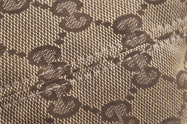 Authentic GUCCI Web Sherry Line Tote Bag GG Canvas Leather 189669 Brown K8051