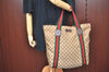 Authentic GUCCI Web Sherry Line Tote Bag GG Canvas Leather 189669 Brown K8051