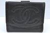 Authentic CHANEL Lamb Skin Vintage CC Logo Bifold Wallet Purse Black K8065