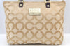 Authentic COACH Op Art Shoulder Tote Bag Canvas Leather 15307 Beige K8071