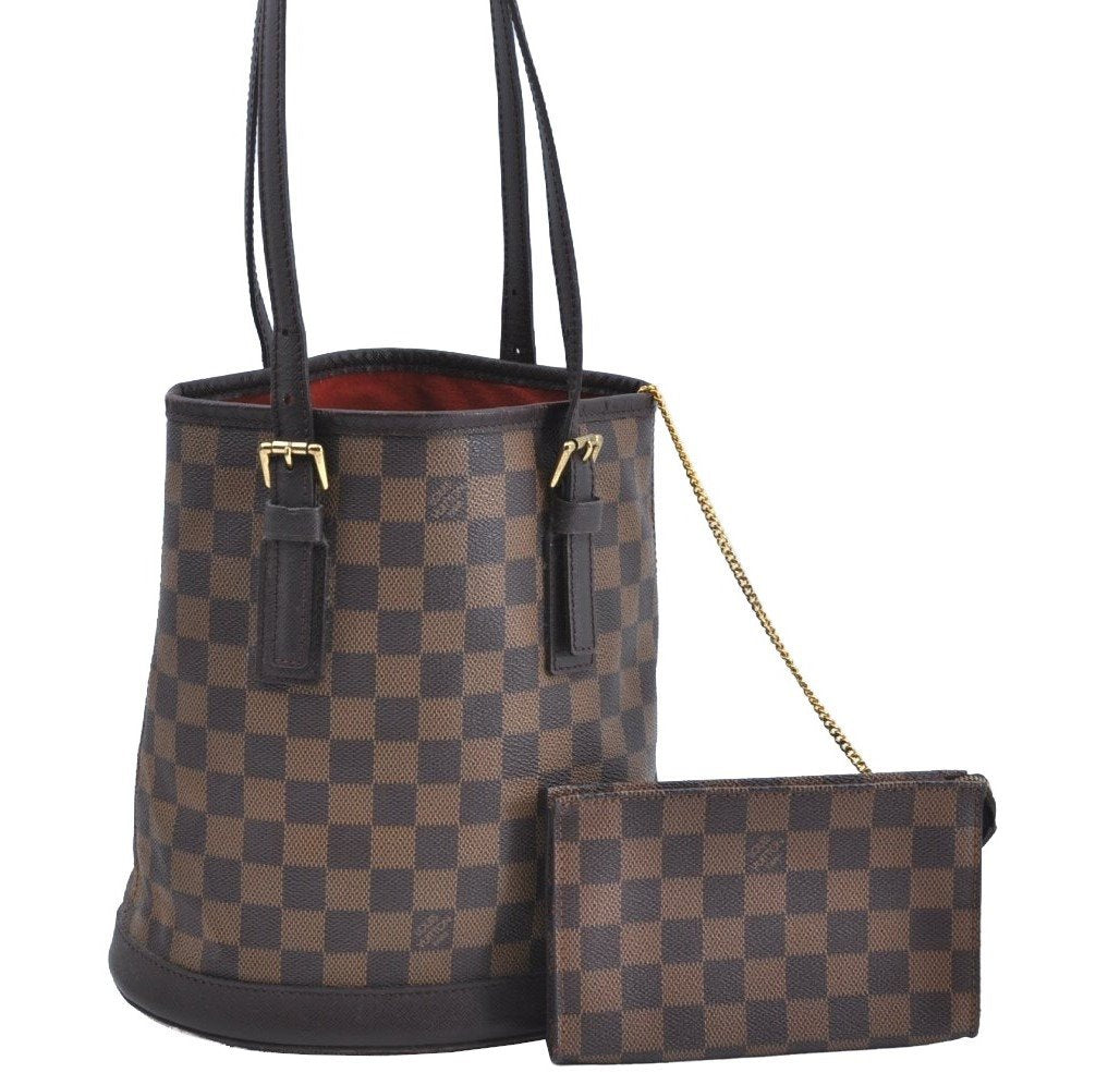 Authentic Louis Vuitton Damier Marais Bucket Shoulder Tote Bag N42240 LV K8072