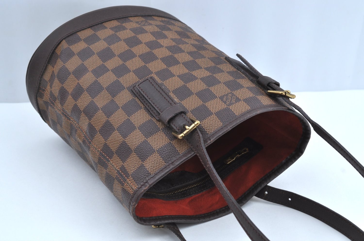 Authentic Louis Vuitton Damier Marais Bucket Shoulder Tote Bag N42240 LV K8072