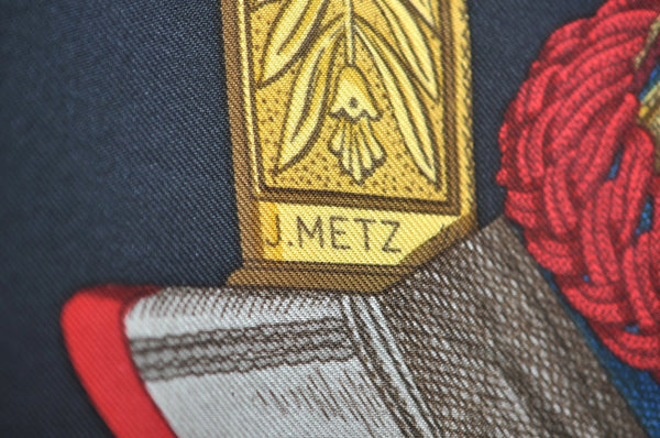 Authentic HERMES Carre 90 Scarf "GRAND UNIFFORME" Silk Black Paper Bag K8110