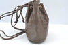 Authentic MARIO VALENTINO V Logo Shoulder Drawstring Bag PVC Leather Brown K8129