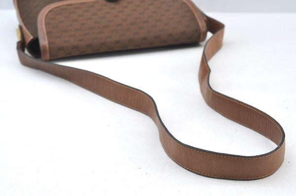 Authentic GUCCI Micro GG Canvas Leather Shoulder Cross Body Bag Brown K8155