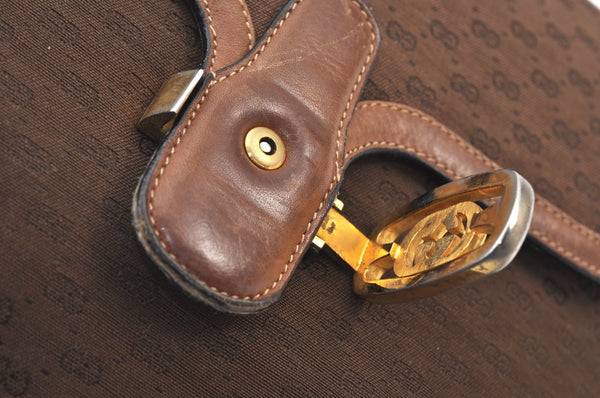 Authentic GUCCI Micro GG Canvas Leather Shoulder Cross Body Bag Brown K8155