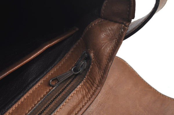 Authentic GUCCI Micro GG Canvas Leather Shoulder Cross Body Bag Brown K8155