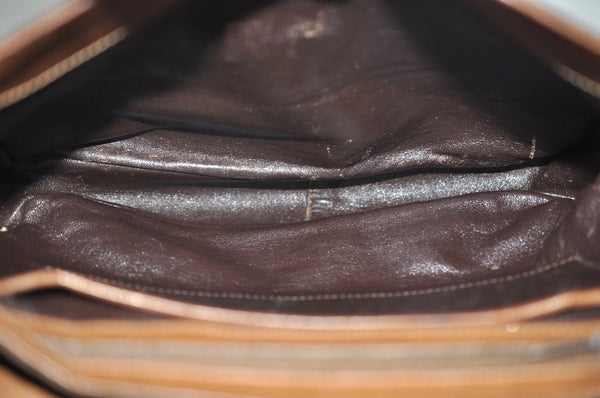 Authentic GUCCI Micro GG Canvas Leather Shoulder Cross Body Bag Brown K8155