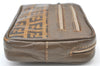 Authentic FENDI Vintage Zucchino Pouch Purse PVC Leather Brown K8162