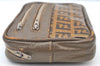 Authentic FENDI Vintage Zucchino Pouch Purse PVC Leather Brown K8162