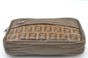 Authentic FENDI Vintage Zucchino Pouch Purse PVC Leather Brown K8162