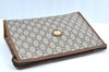 Authentic GUCCI GG Plus Vintage Clutch Hand Bag Purse PVC Leather Brown K8173