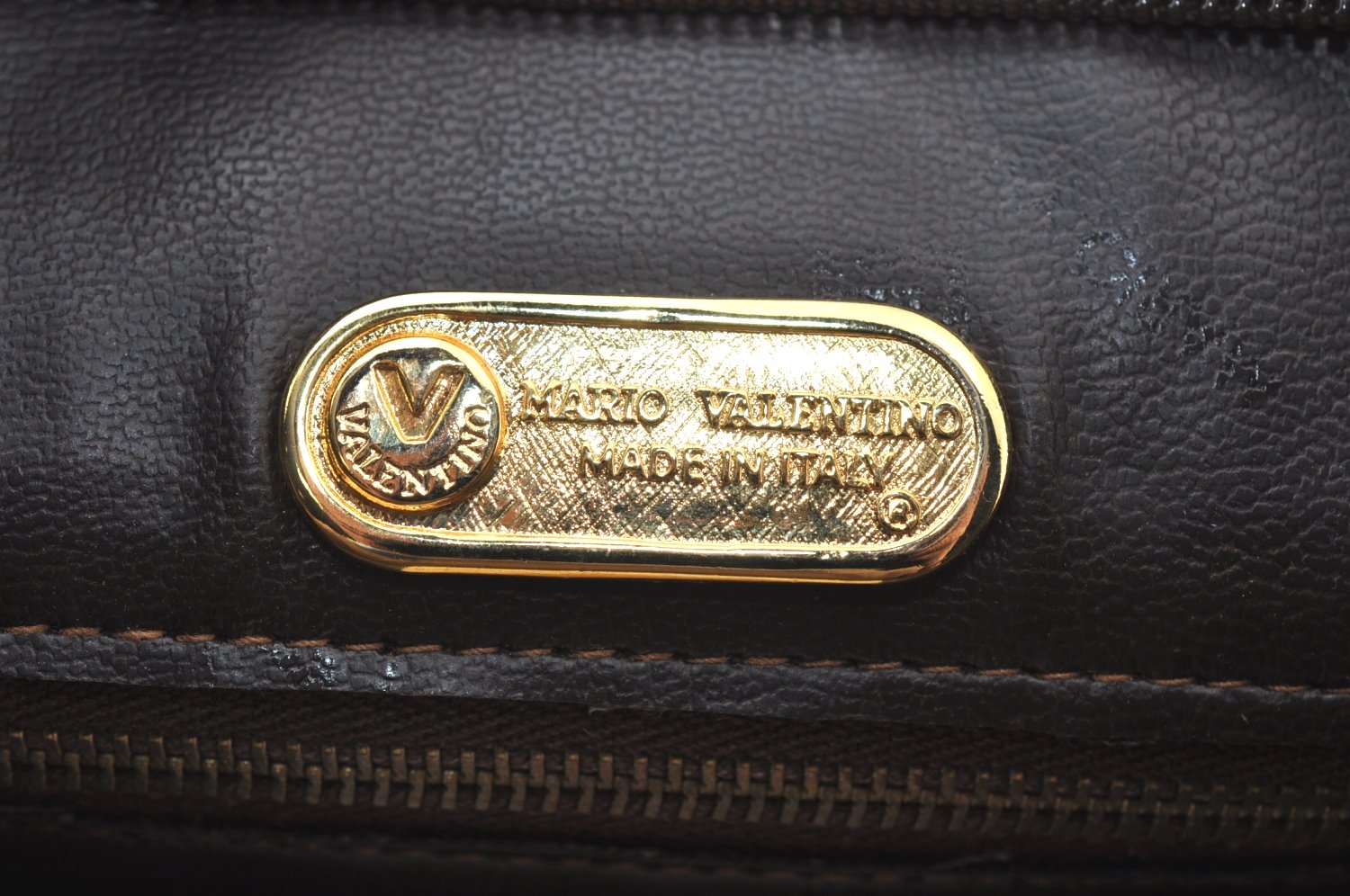 Authentic MARIO VALENTINO V Logo Clutch Hand Bag Purse PVC Leather Brown K8177