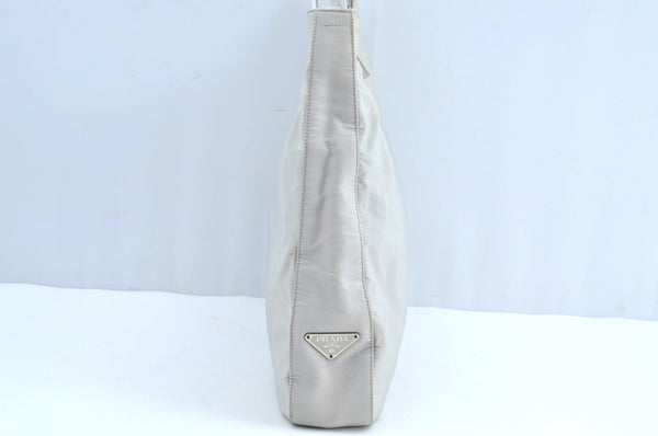 Authentic PRADA Nylon Tessuto Shoulder Bag Purse White K8178