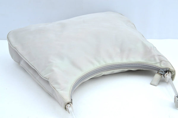 Authentic PRADA Nylon Tessuto Shoulder Bag Purse White K8178