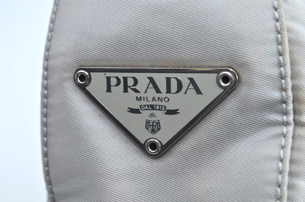 Authentic PRADA Nylon Tessuto Shoulder Bag Purse White K8178