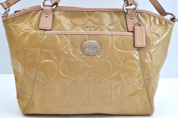 Authentic COACH Peyton Embossed 2Way Shoulder Hand Bag PVC Leather Beige K8180