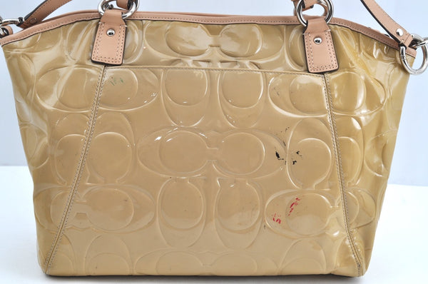 Authentic COACH Peyton Embossed 2Way Shoulder Hand Bag PVC Leather Beige K8180