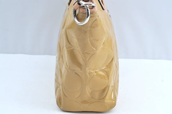 Authentic COACH Peyton Embossed 2Way Shoulder Hand Bag PVC Leather Beige K8180