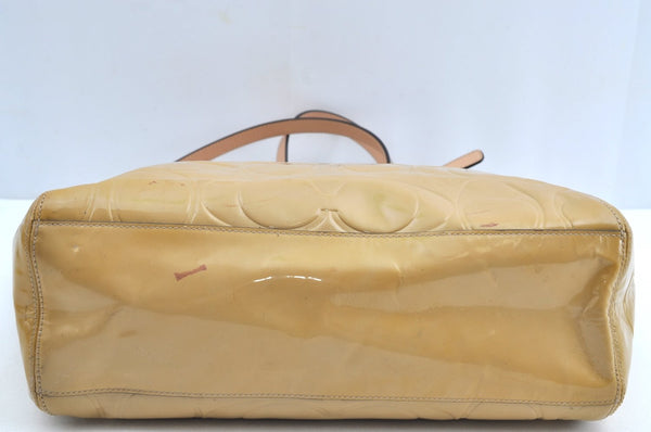 Authentic COACH Peyton Embossed 2Way Shoulder Hand Bag PVC Leather Beige K8180