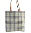 Authentic BURBERRY Check Nylon Leather Shoulder Tote Bag Yellow Green K8189