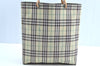 Authentic BURBERRY Check Nylon Leather Shoulder Tote Bag Yellow Green K8189