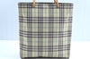 Authentic BURBERRY Check Nylon Leather Shoulder Tote Bag Yellow Green K8189