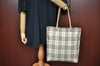 Authentic BURBERRY Check Nylon Leather Shoulder Tote Bag Yellow Green K8189