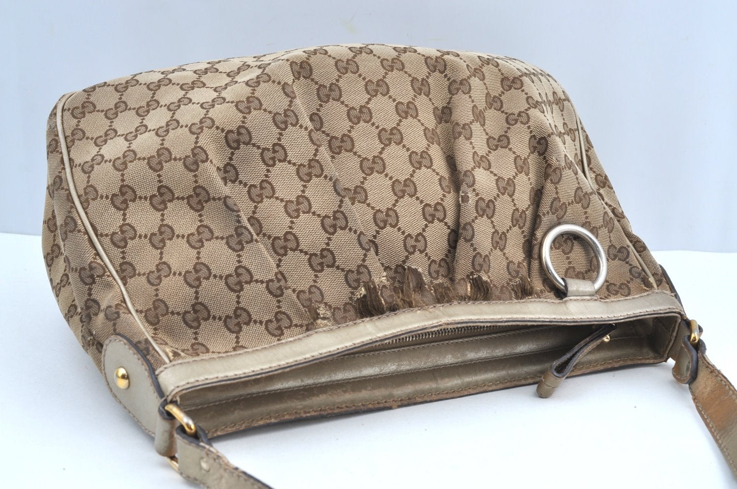 Auth GUCCI Sukey Shoulder Cross Body Bag GG Canvas Leather 296834 Brown K8191