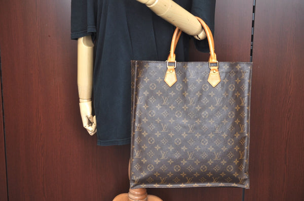 Authentic Louis Vuitton Monogram Sac Plat Hand Tote Bag M51140 LV Junk K8194