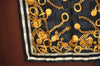 Authentic LANCEL Scarf Chain motif Silk Black K8202