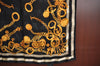 Authentic LANCEL Scarf Chain motif Silk Black K8202