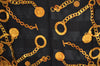 Authentic LANCEL Scarf Chain motif Silk Black K8202