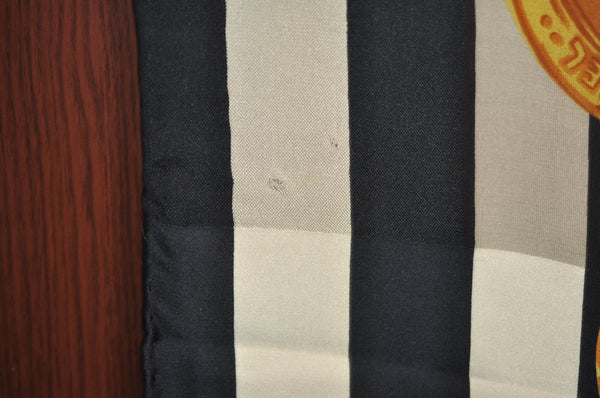 Authentic LANCEL Scarf Chain motif Silk Black K8202