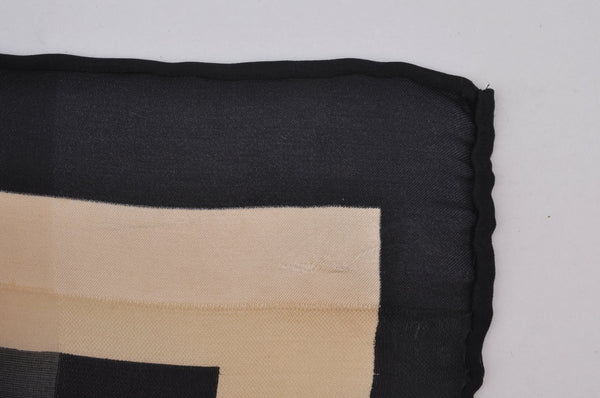 Authentic LANCEL Scarf Chain motif Silk Black K8202