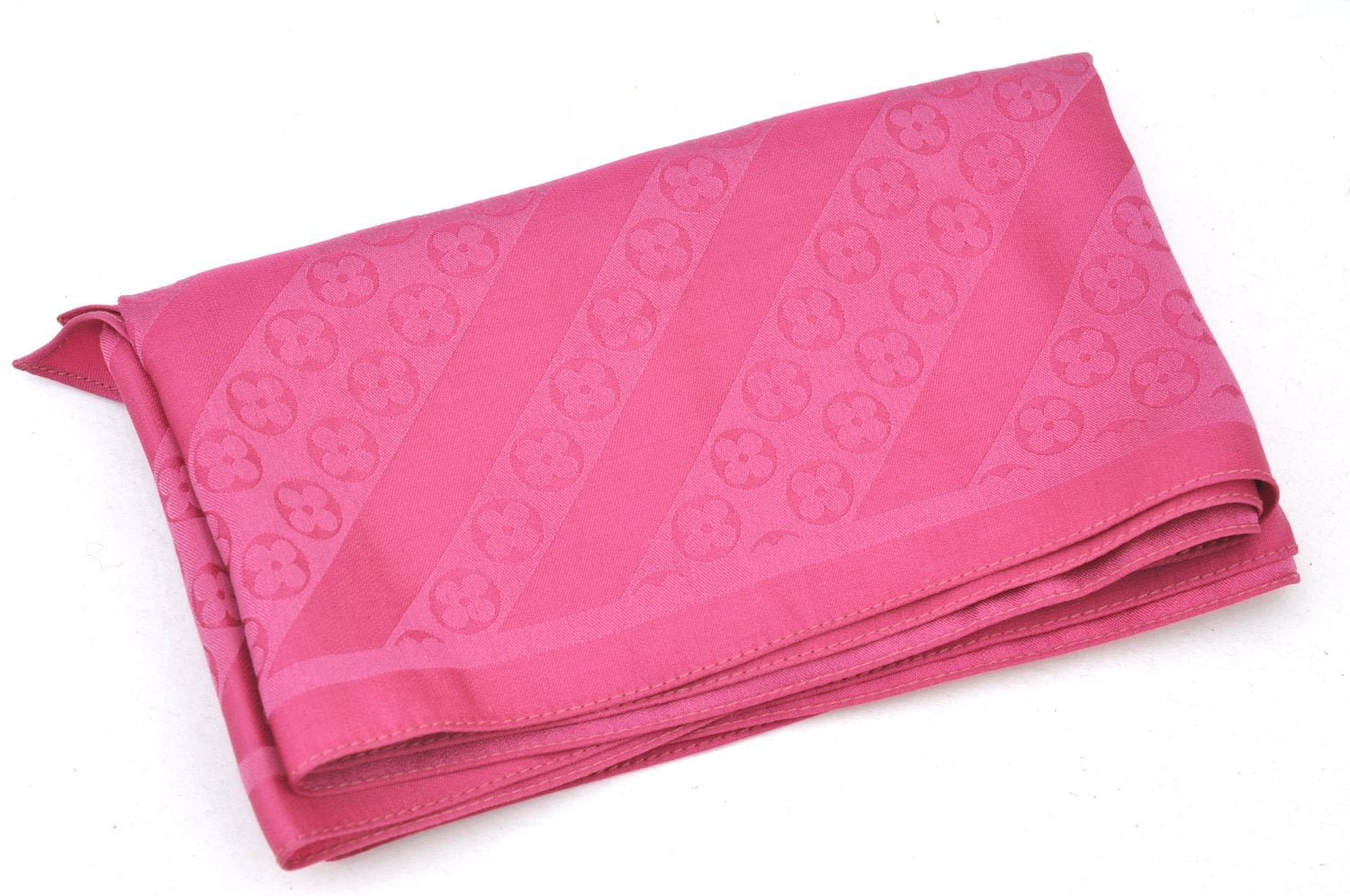 Authentic Louis Vuitton Monogram Flower Pattern Stole Scarf Silk Pink K8212