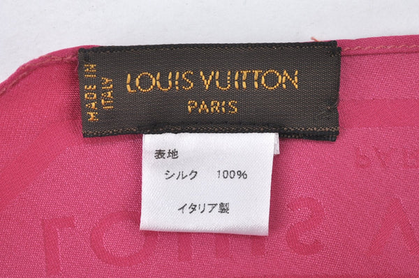 Authentic Louis Vuitton Monogram Flower Pattern Stole Scarf Silk Pink K8212