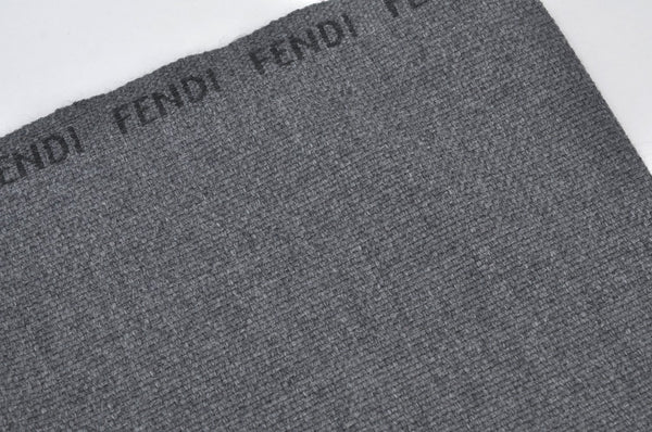 Authentic FENDI Vintage Winter Scarf Shawl Logo Design Wool Gray K8213