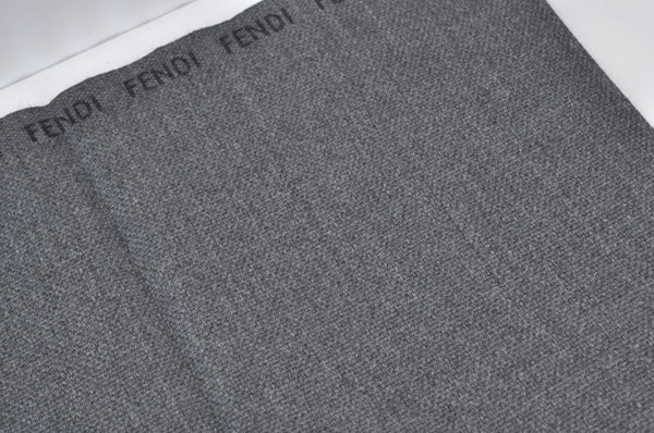 Authentic FENDI Vintage Winter Scarf Shawl Logo Design Wool Gray K8213