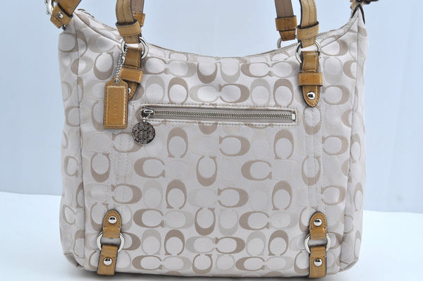 Authentic COACH Signature 2Way Tote Bag Canvas Enamel F17580 Beige K8215