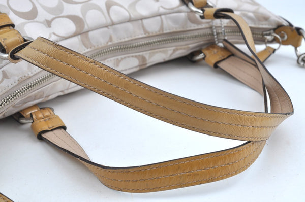 Authentic COACH Signature 2Way Tote Bag Canvas Enamel F17580 Beige K8215