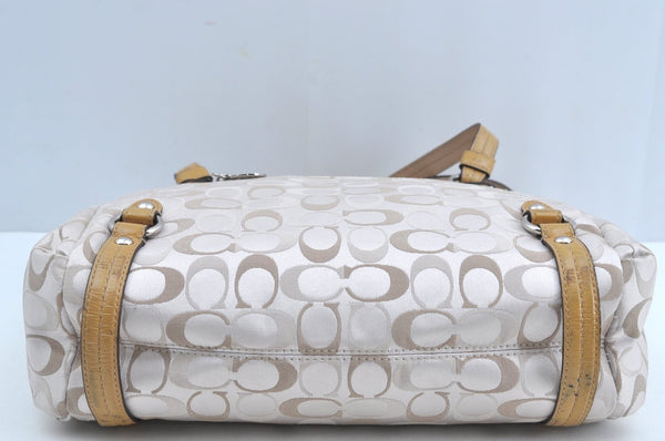 Authentic COACH Signature 2Way Tote Bag Canvas Enamel F17580 Beige K8215