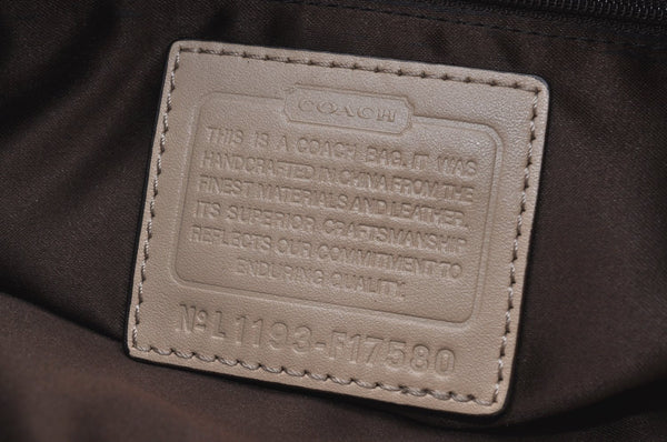 Authentic COACH Signature 2Way Tote Bag Canvas Enamel F17580 Beige K8215