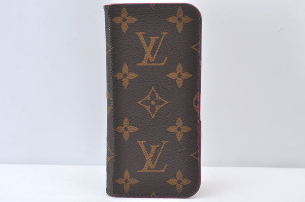 Authentic Louis Vuitton Monogram Folio Iphone 7 8 Case Pink M61906 LV K8218