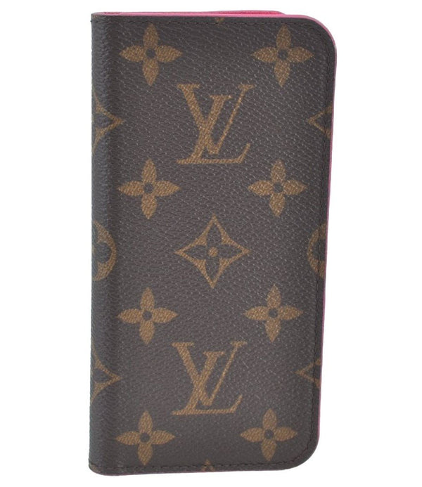 Authentic Louis Vuitton Monogram Folio Iphone 7 8 Case Pink M61906 LV K8221